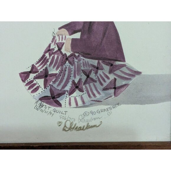 DIANE GRAEBNER First Quilt LITHO PRINT 1990 SIGNED # 556/750 Framed AMISH - Picture 2 of 4